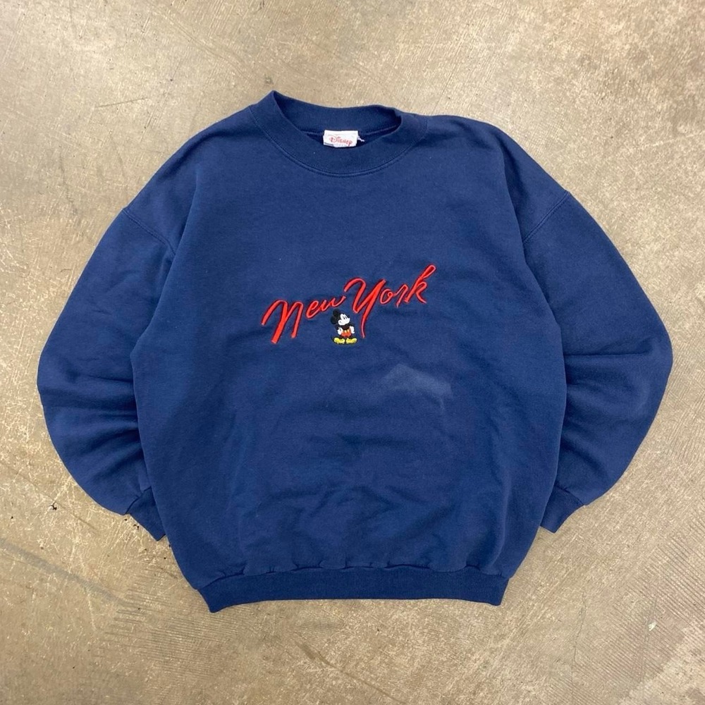 Vintage Disney Mickey Mouse New York 90s Embroidery Script Sweatshirt Crewneck M